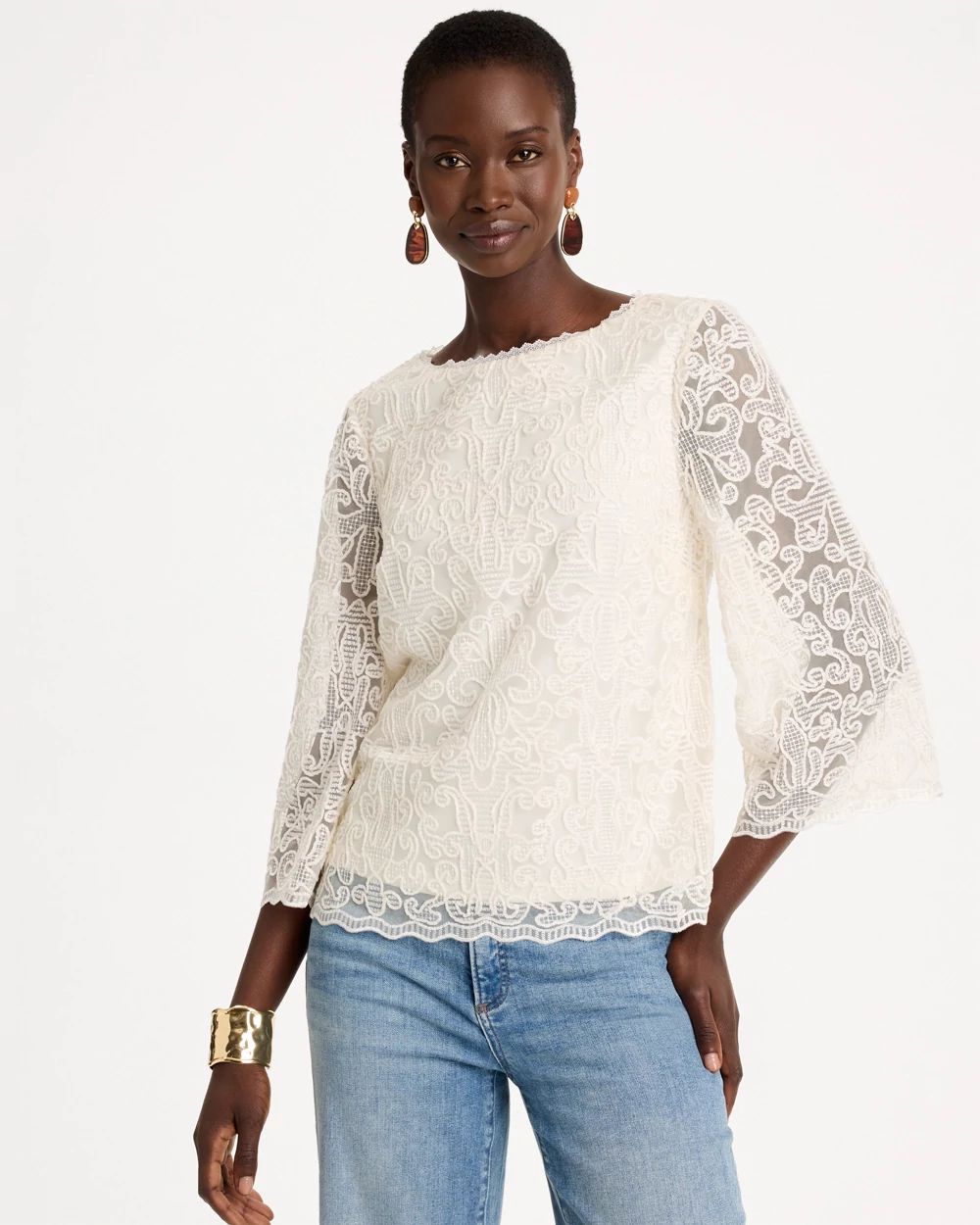 Lace Applique Popover Top | Chico's